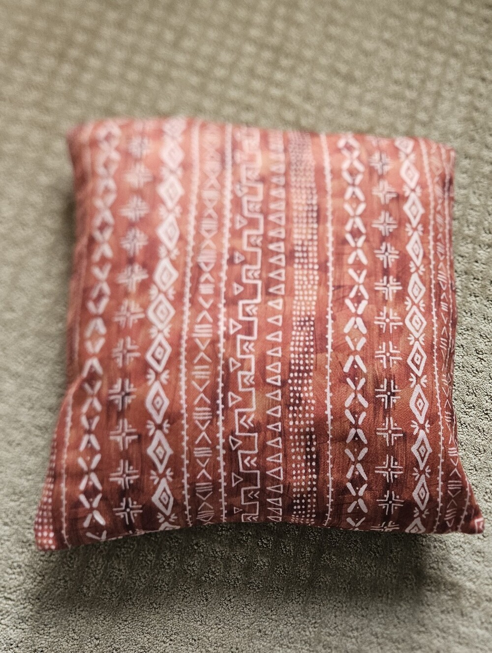 Rust Red Printed Square Decorative Throw Pillow Cover